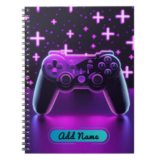 Caderno Espiral Notebook Neon Gamer Controller - Nome editável