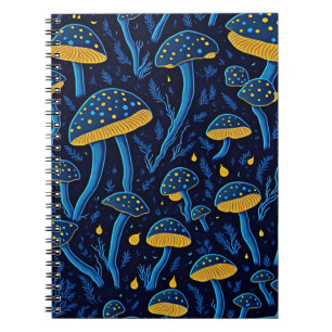 Caderno Espiral Notebook Neon Mushroom Retro