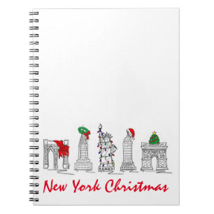 Caderno Espiral Notebook Nova Iorque Natal NYC Landmark Gift