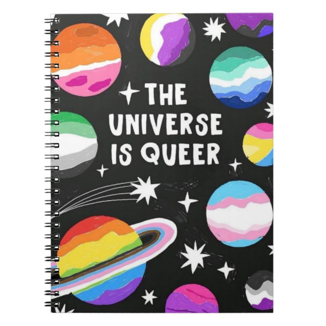 Caderno Espiral Notebook " O UNIVERSO É QUEIRO " (Frente)