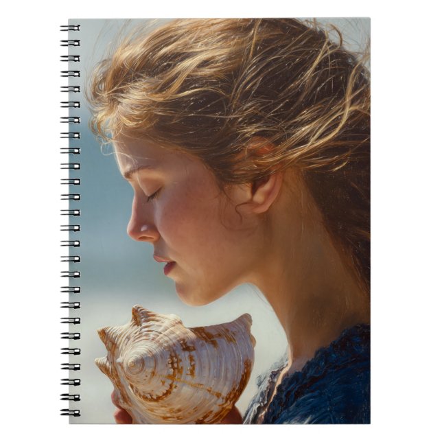 Caderno Espiral Notebook oceânico com reflexões de concha (Frente)