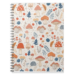 Caderno Espiral Notebook Orange Autumn Mushroom Fairy Garden