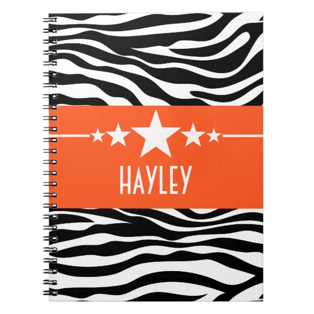 Caderno Espiral Notebook Orange Sassy Star Zebra (Frente)