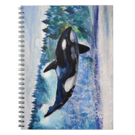 Caderno Espiral Notebook Orca Whale Killer Watercolor