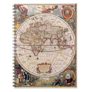 Caderno Espiral Notebook Ornamentado Old World Map