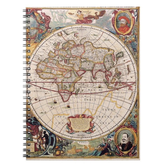 Caderno Espiral Notebook Ornamentado Old World Map (Frente)