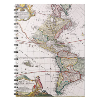 Caderno Espiral Notebook Ornamentado Vintage Americas Map