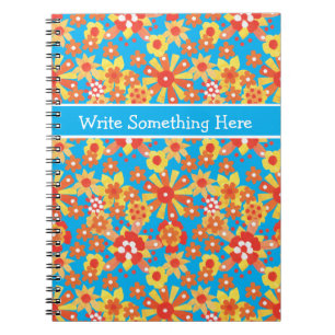 Caderno Espiral Notebook ou Diário espiral: Flores Laranja Ditzy