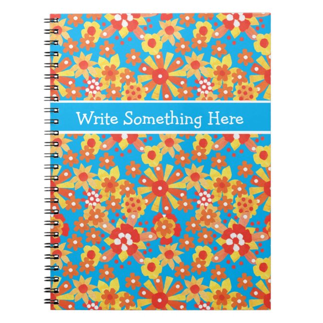 Caderno Espiral Notebook ou Diário espiral: Flores Laranja Ditzy (Frente)