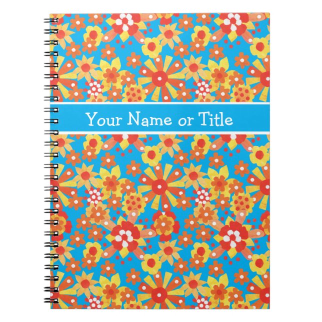 Caderno Espiral Notebook ou Diário personalizável, Flores Ditsy (Frente)