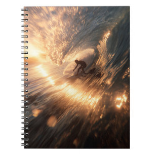 Caderno Espiral Notebook Ouro Sunset Surf Wave