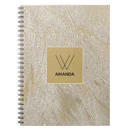 Caderno Espiral Notebook Ouro Swan Feather Monograma