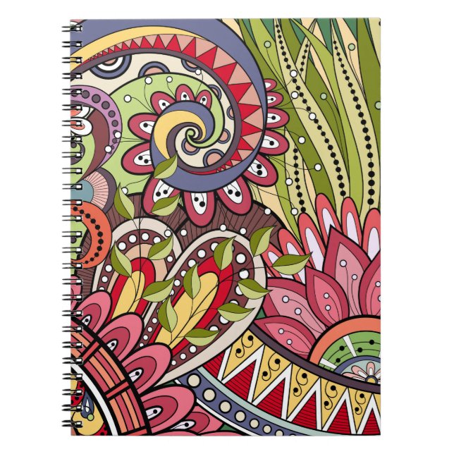 Caderno Espiral Notebook P13 Flores E Roda (Frente)