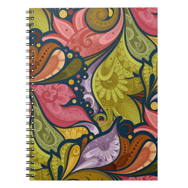 Caderno Espiral Notebook P25 Flores E Roda (Frente)