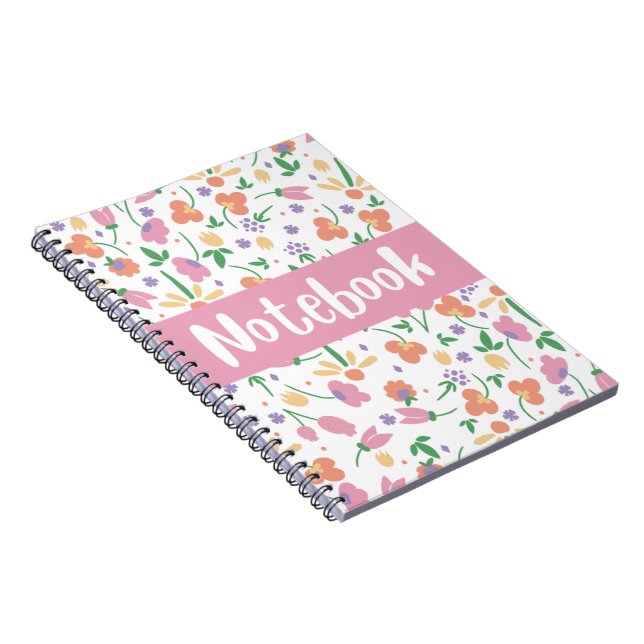 Caderno Espiral notebook padrão de flores (Lado Direito)