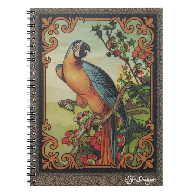 Caderno Espiral Notebook para aves de arte têxteis (Frente)