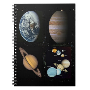 Caderno Espiral Notebook para colagem do sistema solar de planetas