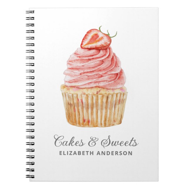 Caderno Espiral Notebook para Cupcake de pastelaria de chef (Frente)