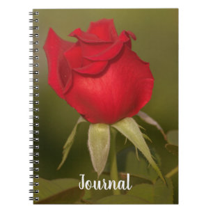 Caderno Espiral Notebook para Diário de Rosa vermelha nostálgico