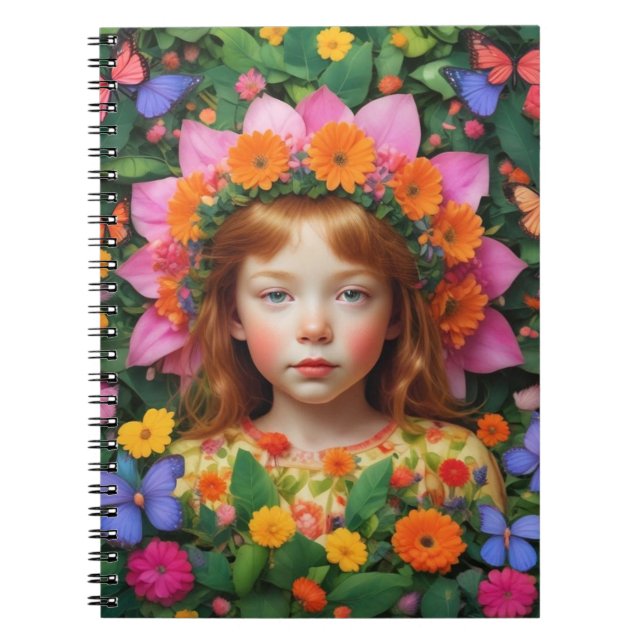 Caderno Espiral Notebook para garotas e flores (Frente)