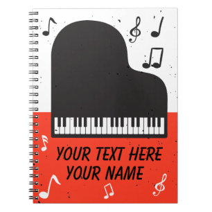 Caderno Espiral Notebook para músico personalizado com teclado par
