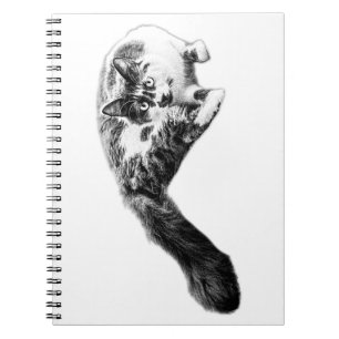 Caderno Espiral Notebook para retrato de gato longo-de-ponta preto