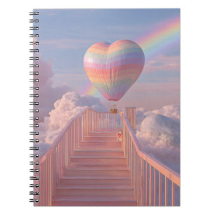 Caderno Espiral Notebook Pastel Heart Balloon Stairway