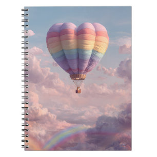 Caderno Espiral Notebook Pastel Heart Balon Sunset Rainbow