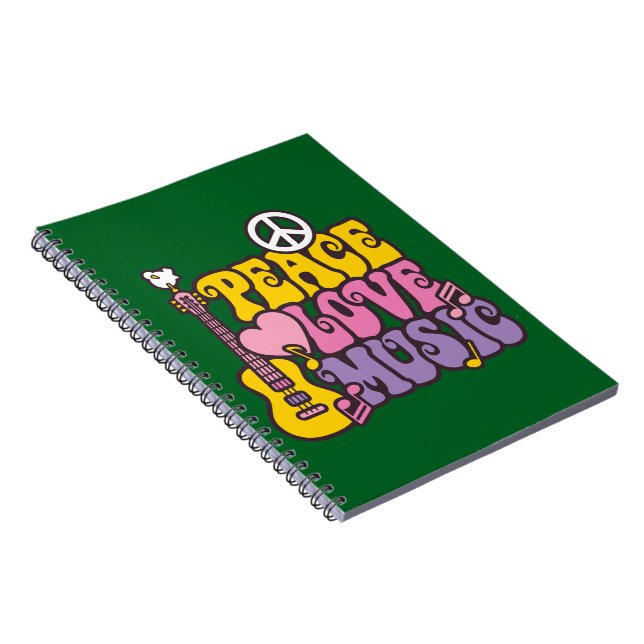 Caderno Espiral Notebook Peace, Love E Music Photo (Lado Direito)