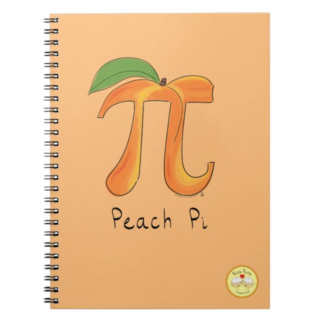 Caderno Espiral Notebook Peach Pi Cute Math Pi Day (Frente)