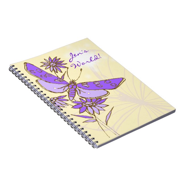 Caderno Espiral Notebook Peach Purple Butterfly (Lado Direito)