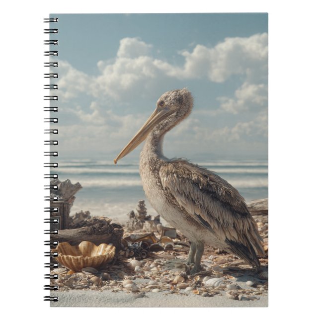 Caderno Espiral Notebook Pelicano por Seashell Shore (Frente)