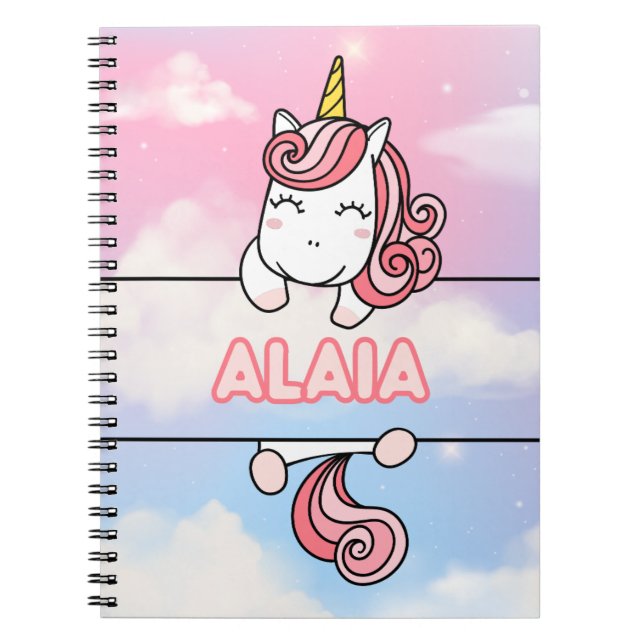 Caderno Espiral Notebook Personalizado Alaia Unicorn Girlie (Frente)