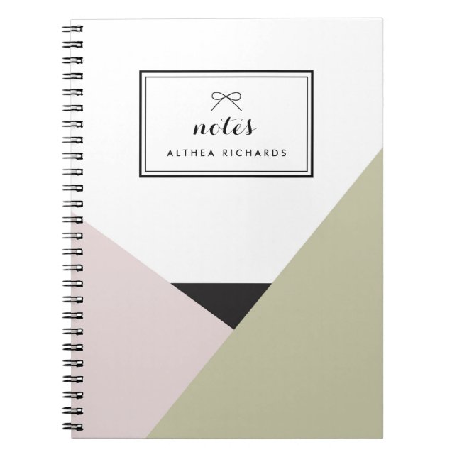 Caderno Espiral Notebook Personalizado Althea Blush & Taupe (Frente)