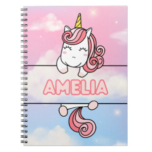Caderno Espiral Notebook Personalizado Amelia Unicorn Girlie