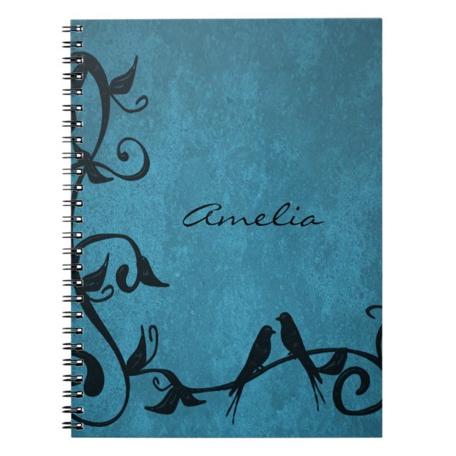 Caderno Espiral Notebook Personalizado Blue Lovebird (Frente)