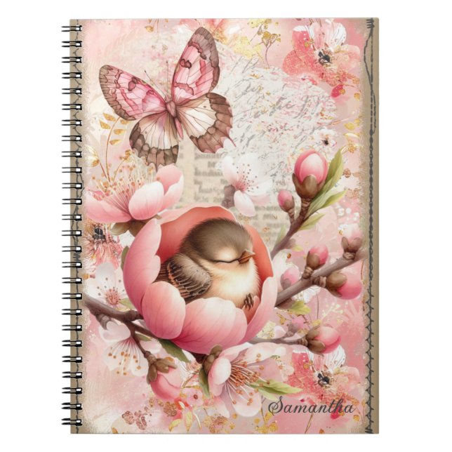 Caderno Espiral Notebook personalizado Blush Blossom (Frente)