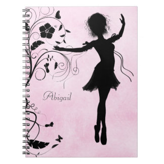 Caderno Espiral Notebook Personalizado Bonito Ballerina e Flores