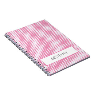 Caderno Espiral Notebook Personalizado Chevron Simples Rosa