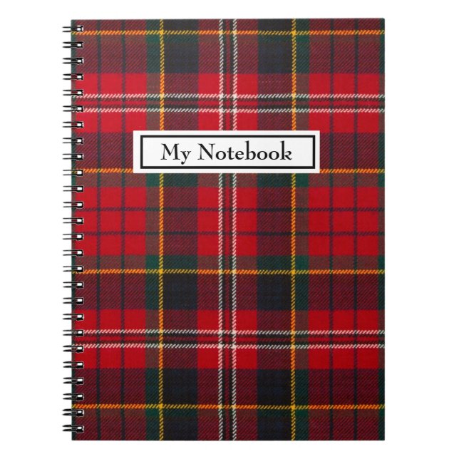 Caderno Espiral Notebook Personalizado - Clã Red Tartan Macpherson (Frente)