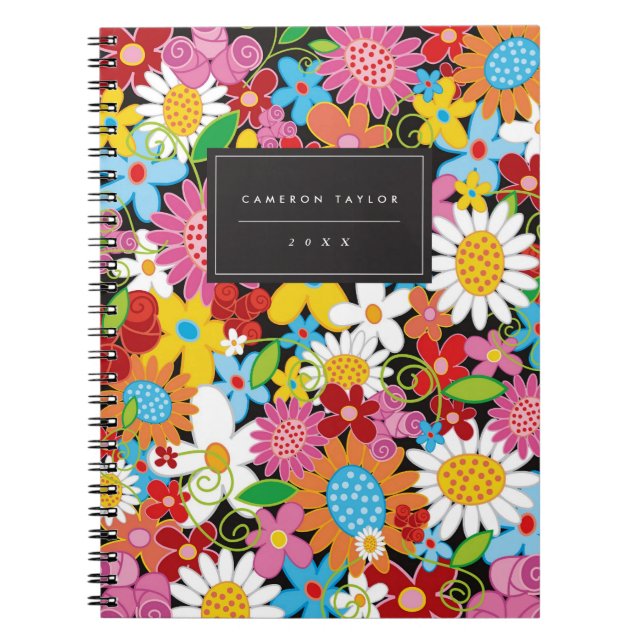 Caderno Espiral Notebook personalizado Colorido Spring Flowers Gar (Frente)