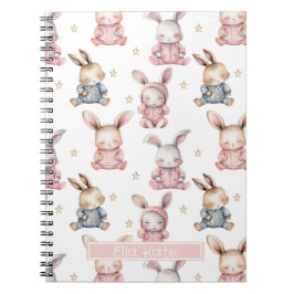 Caderno Espiral Notebook Personalizado com Coelhos Coelhinhos Sono