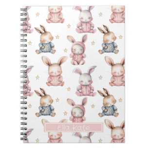 Caderno Espiral Notebook Personalizado com Coelhos Coelhinhos Sono