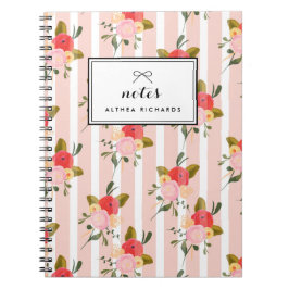 Caderno Espiral Notebook Personalizado com Faixa Floral Vintage