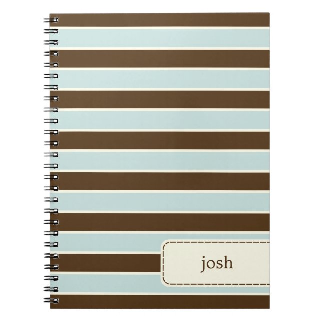 Caderno Espiral Notebook Personalizado com Faixa Moderna - Castanh (Frente)