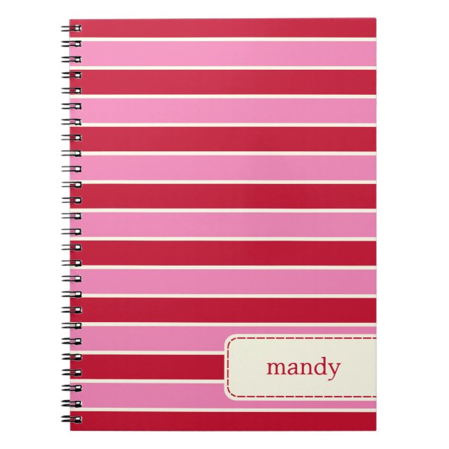 Caderno Espiral Notebook Personalizado com Faixa Moderna - Vermelh (Frente)