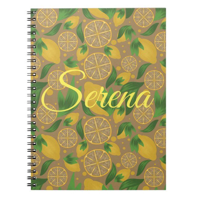 Caderno Espiral Notebook personalizado com Fruta de limão com aqua (Frente)