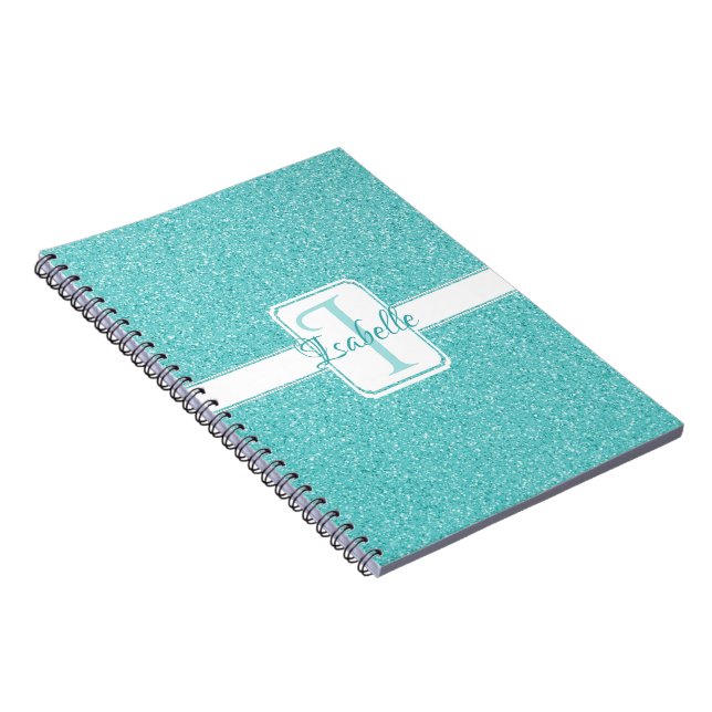 Caderno Espiral Notebook Personalizado com Glitter de Teal (Lado Direito)