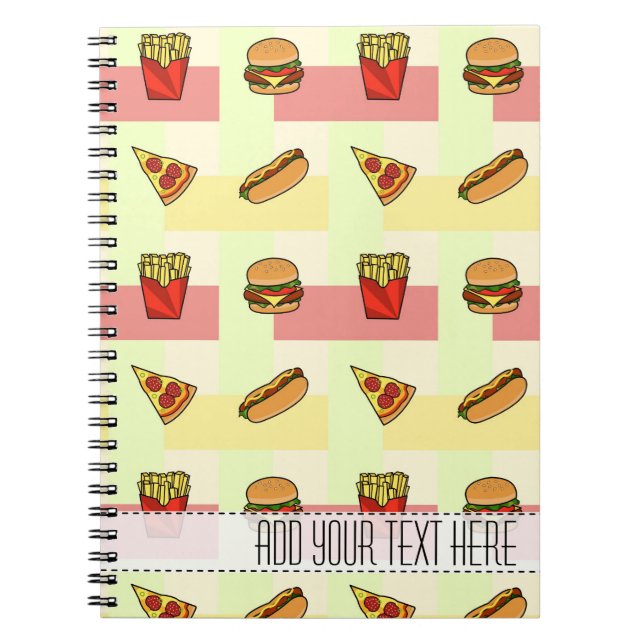 Caderno Espiral Notebook personalizado com padrão de Comida rápido (Frente)