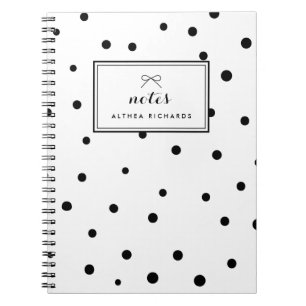 Caderno Espiral Notebook Personalizado com Padrão de Pontos Negros